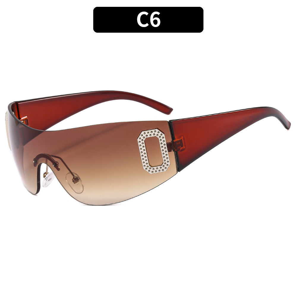 Oversized Shield Sunglasses with Decorative Accent