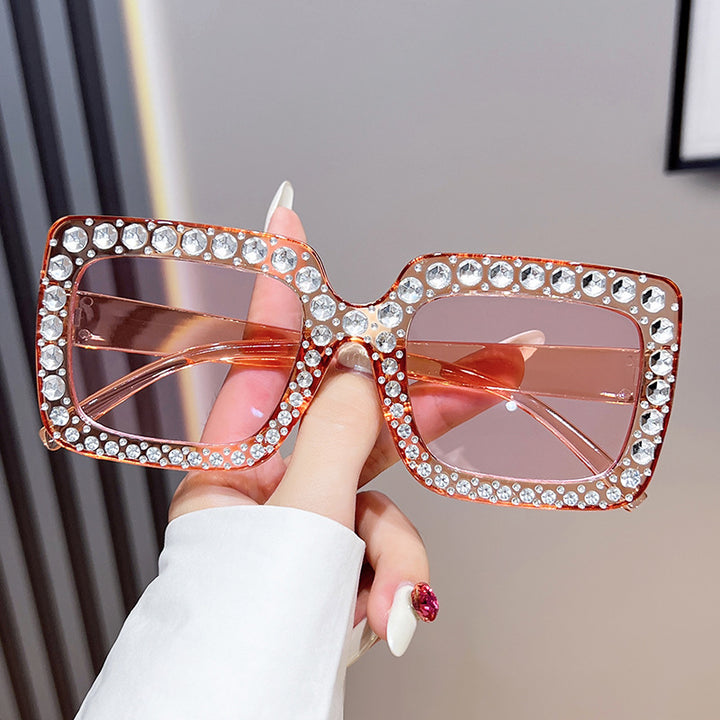 Glamorous Rhinestone-Embellished Square Sunglasses Stornfield