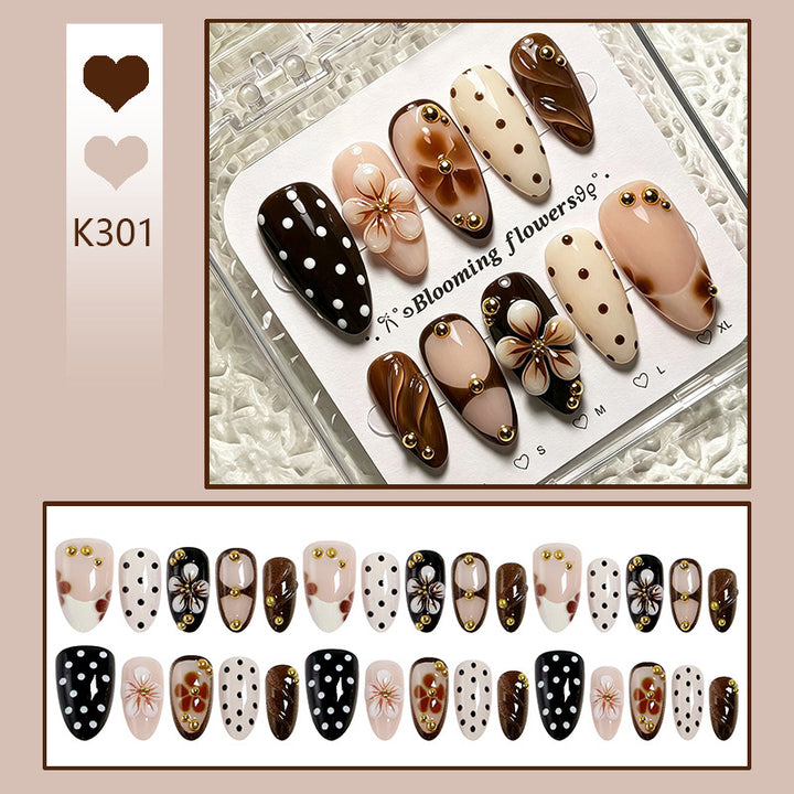 Art nail set with floral accents and elegant 3D decorations Stornfield