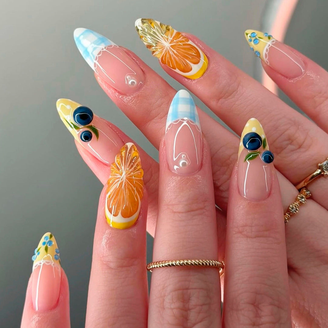 Artistic Nail Extensions with Creative Floral Design Stornfield