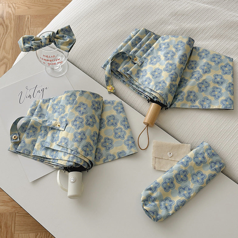 Ladies Collapsible Umbrella with Elegant Floral Pattern Stornfield
