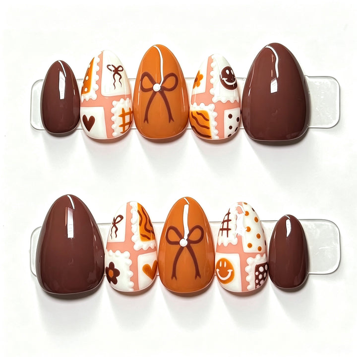 Artistic Gourmet Dessert-Themed Press-On Nail Art Set Stornfield