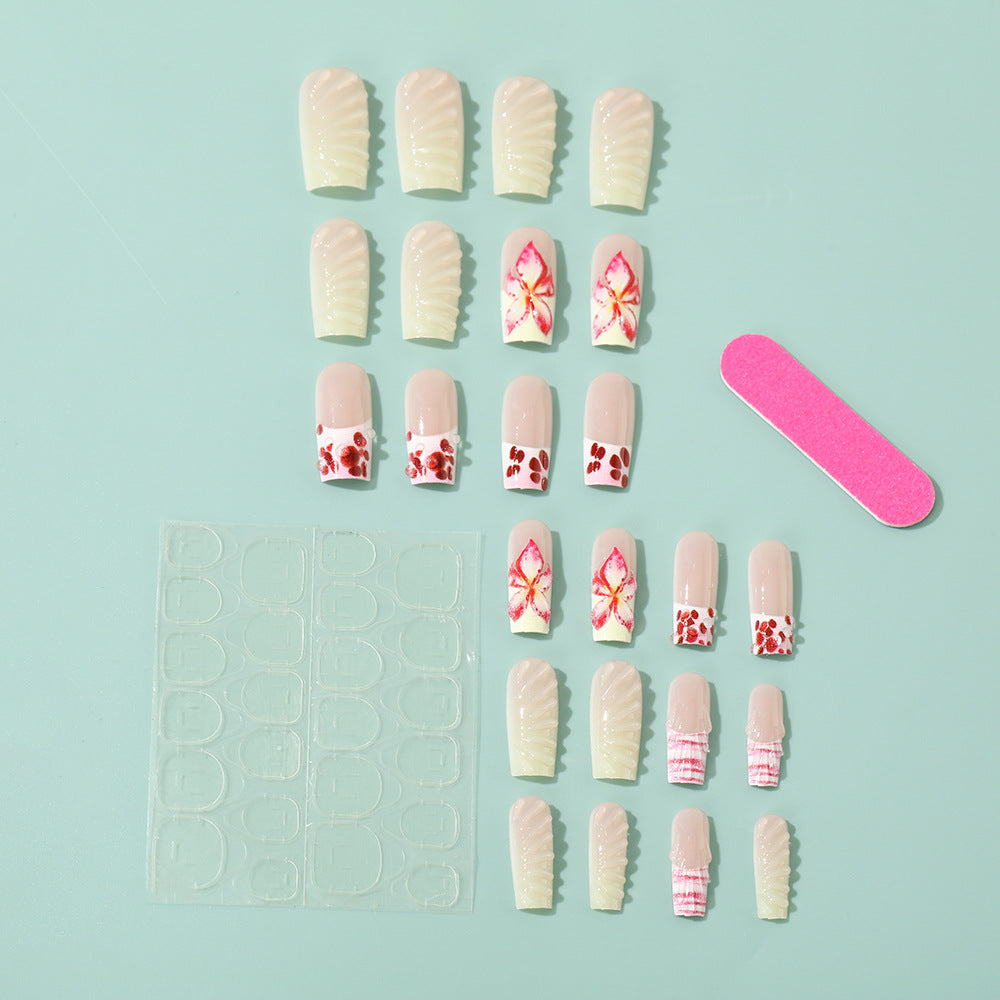 Artificial Nails Set with Elegant Floral Designs Stornfield