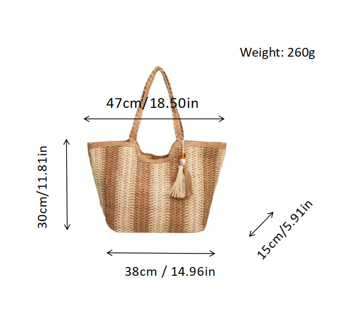 Beach bag with cheerful stripes and tassel details Stornfield