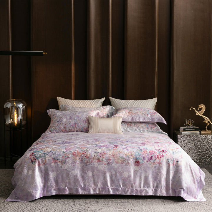 Luxury Floral Satin-Feel Duvet Cover Set