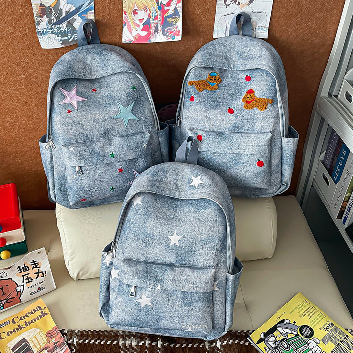 Casual Star-Print Denim Backpack Stornfield
