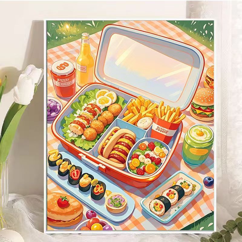 Picnic-Themed Food Illustration Wall Art Stornfield