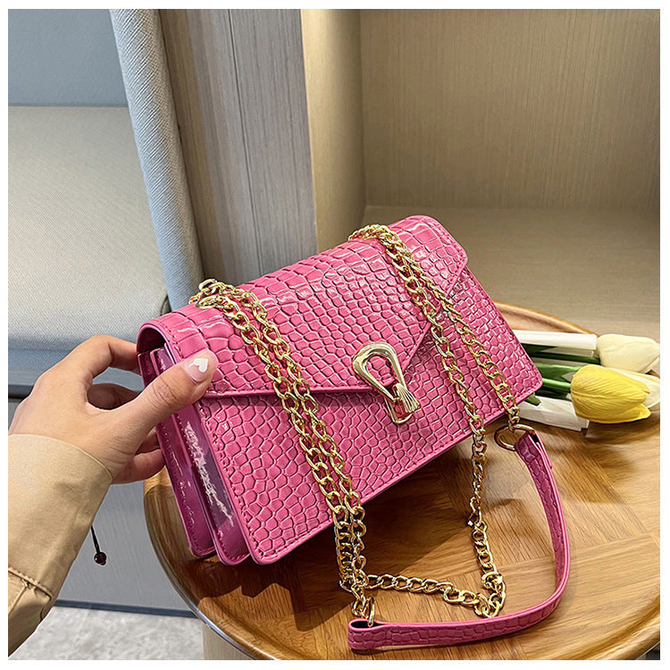 Elegant Crocodile-Texture Shoulder Handbag