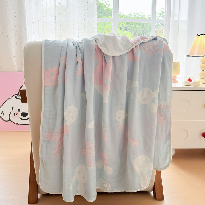Ultra-Soft Double-Layer Blanket with Embossed Bunny Motif