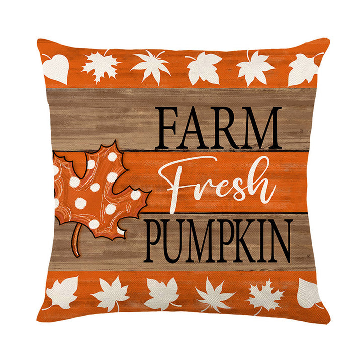 Autumn Harvest Decorative Throw Pillow Cover with Rustic Pumpkin Print