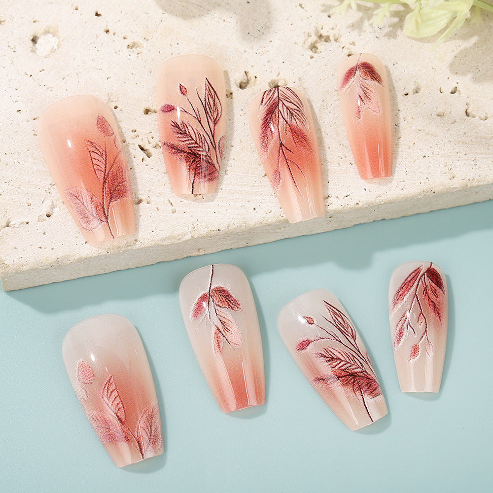 Artificial nails with elegant leaf pattern Stornfield