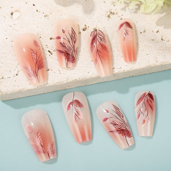 Artificial nails with elegant leaf pattern Stornfield