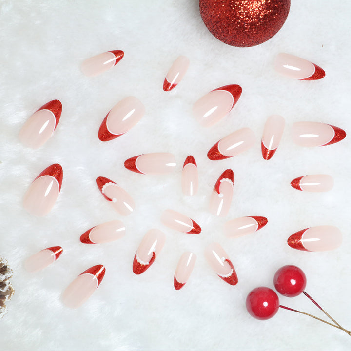Festive French Tip Press-On Nail Set Stornfield