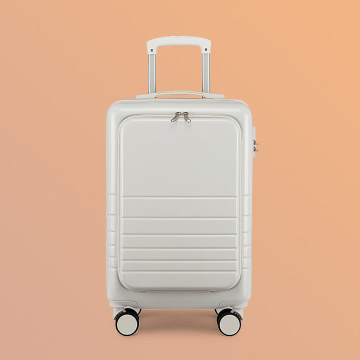 carry-on hardshell front-pocket spinner suitcase with quick-access compartment telescopic handle and smooth full-rotation wheels Stornfield