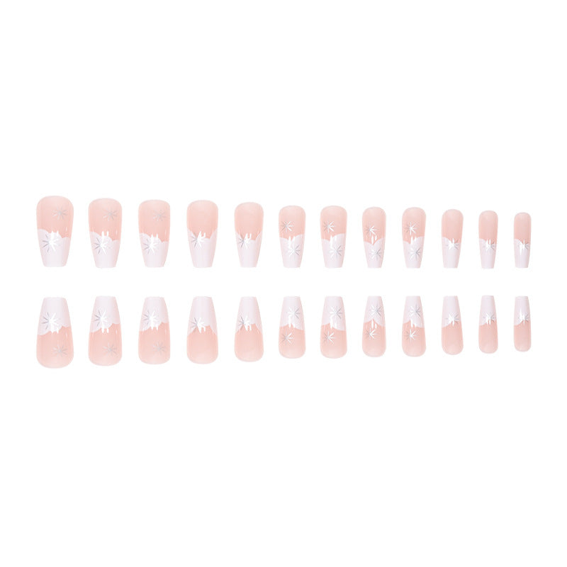 Elegant French Tip Press-On Nails with Star Accents Stornfield