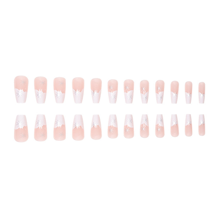 Elegant French Tip Press-On Nails with Star Accents Stornfield