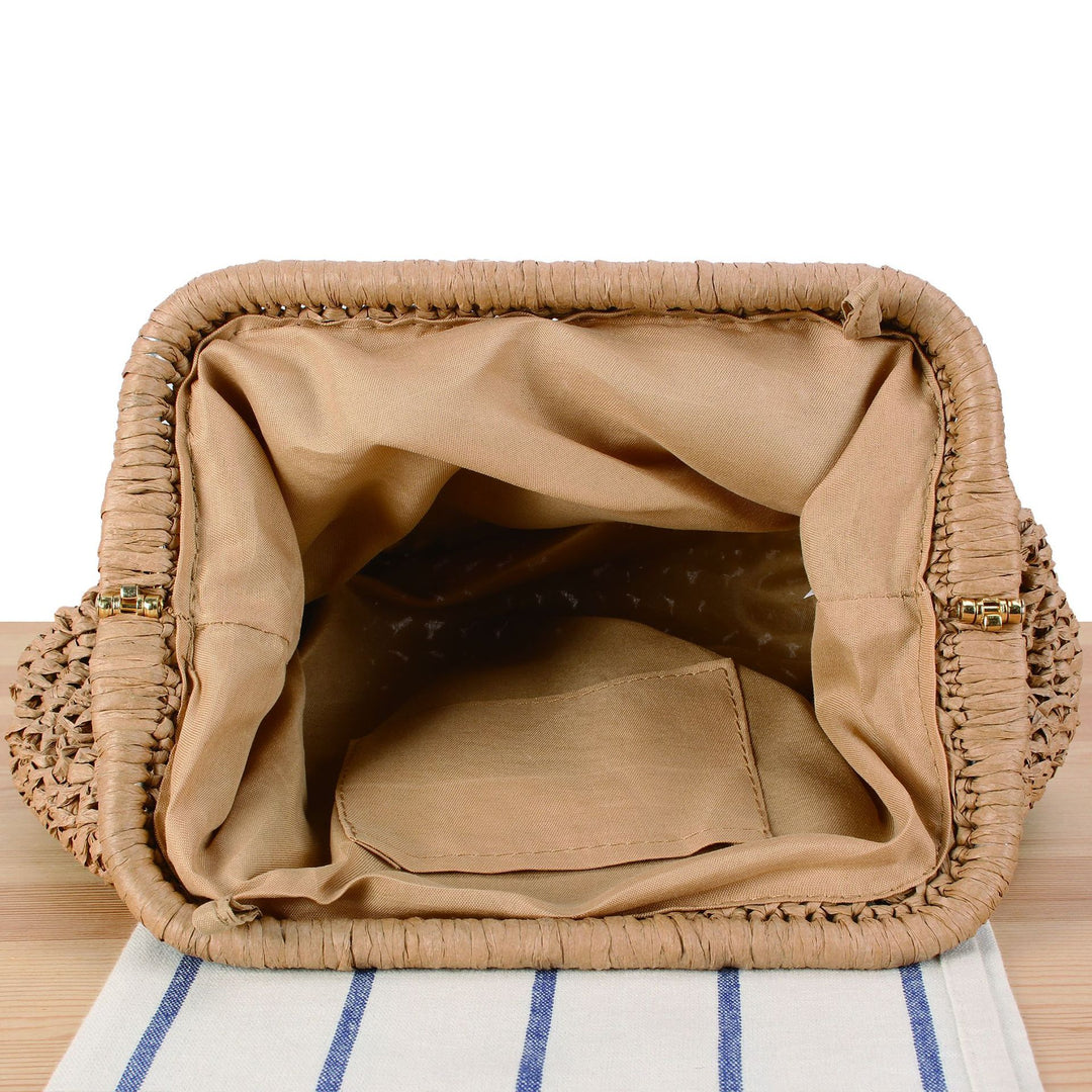 Basket bag with elegant wooden bead embellishments Stornfield