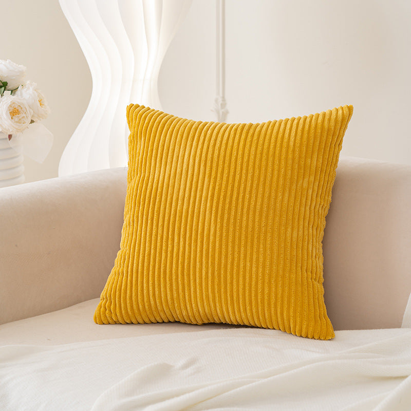 Ribbed Plush Corduroy Square Accent Cushion Cover with Hidden Zipper