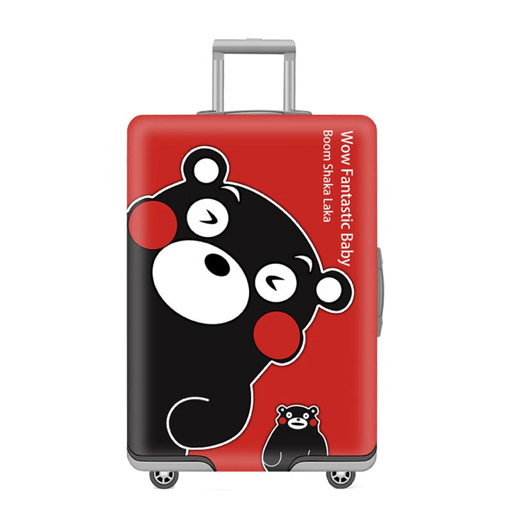 Unisex nan elastic motif suitcase cover made of stretchable polyester with handle and wheel openings Stornfield