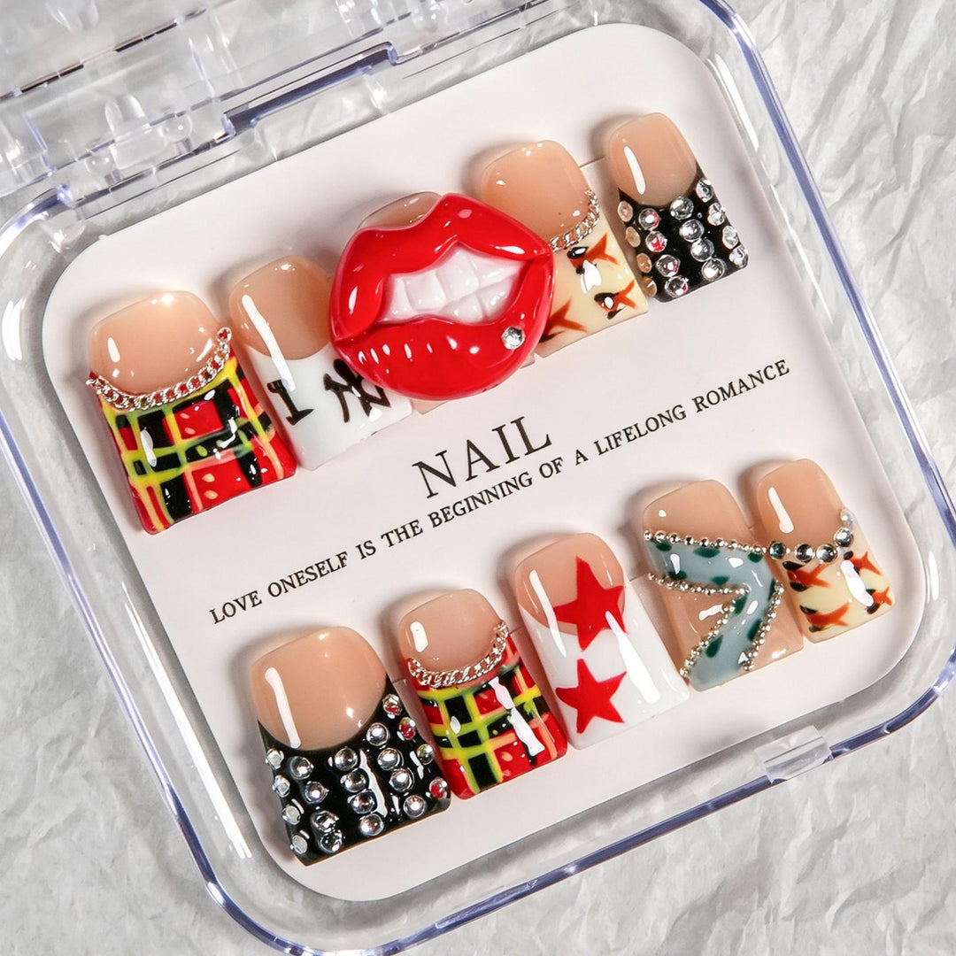 Artistic Press-On Nail Kit with Fun Designs