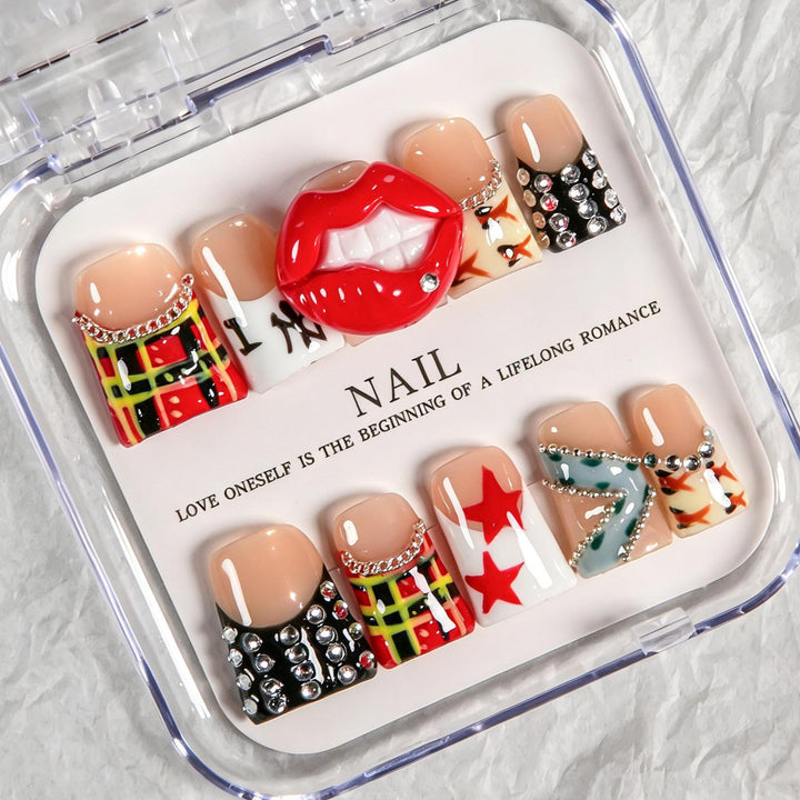 Artistic Press-On Nail Kit with Fun Designs