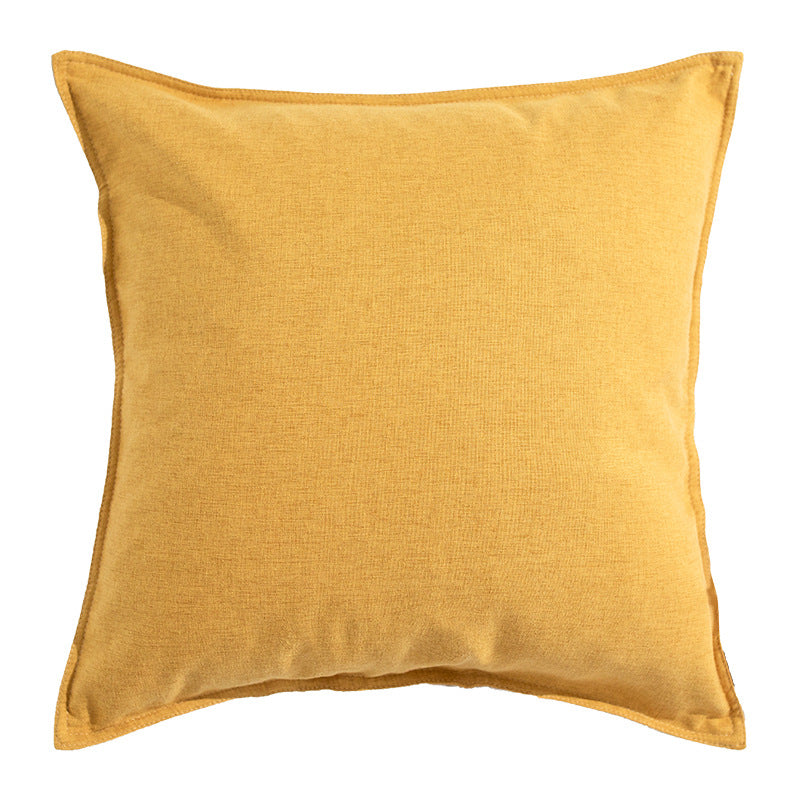 Square decorative cushion cover in linen look with fine texture and concealed zipper