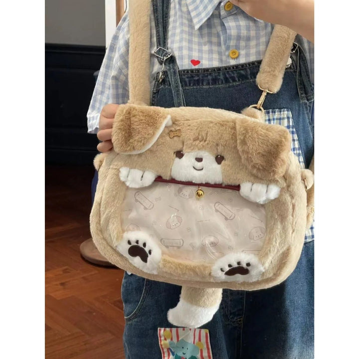 Plush Shoulder Bag with Dog Motif Stornfield