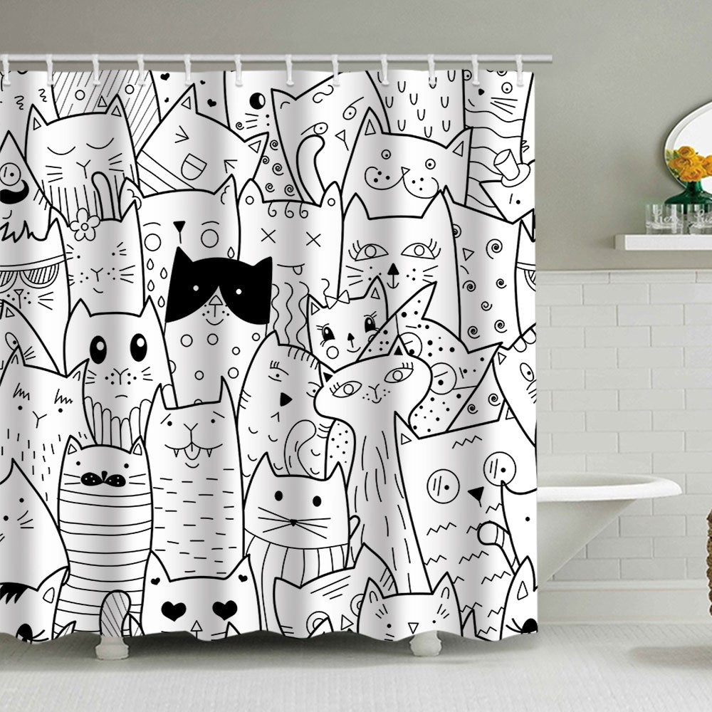 Artistic Dog Illustration Shower Curtain Stornfield