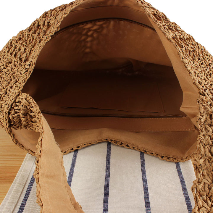 Hand-knotted tote bag with intricate wave pattern Stornfield