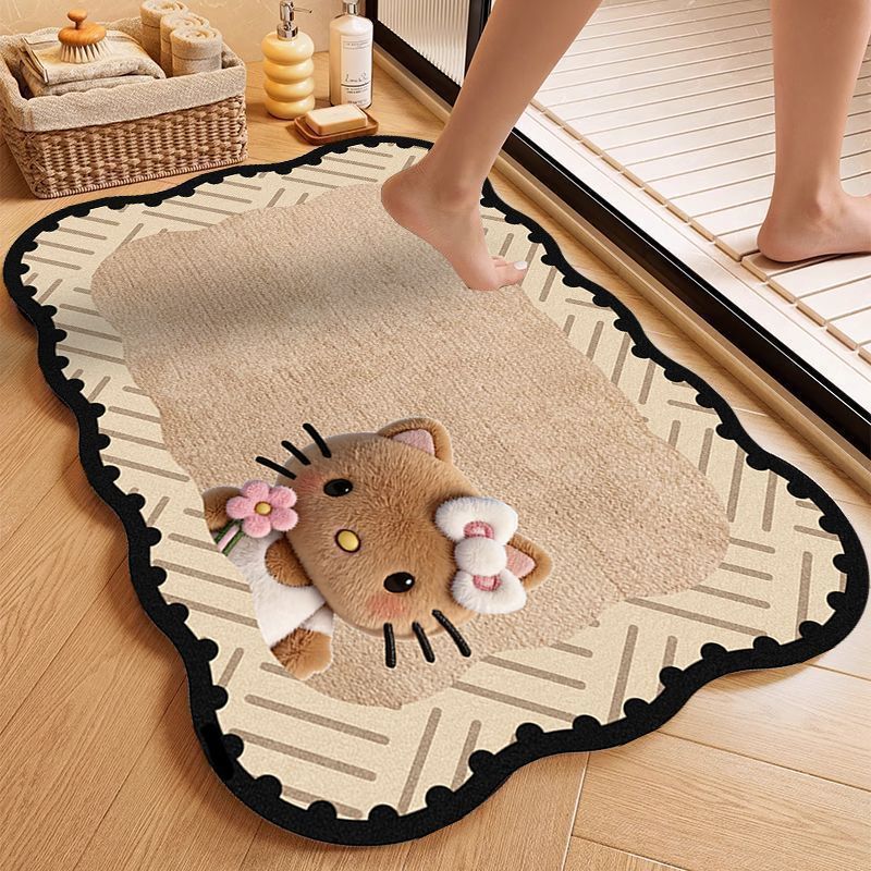 Cartoon Cat Themed Bath Rug for Home