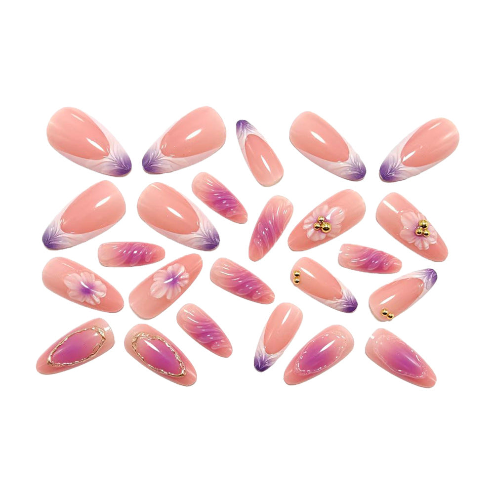 Artificial nails with luxurious 3D flower and glitter design Stornfield