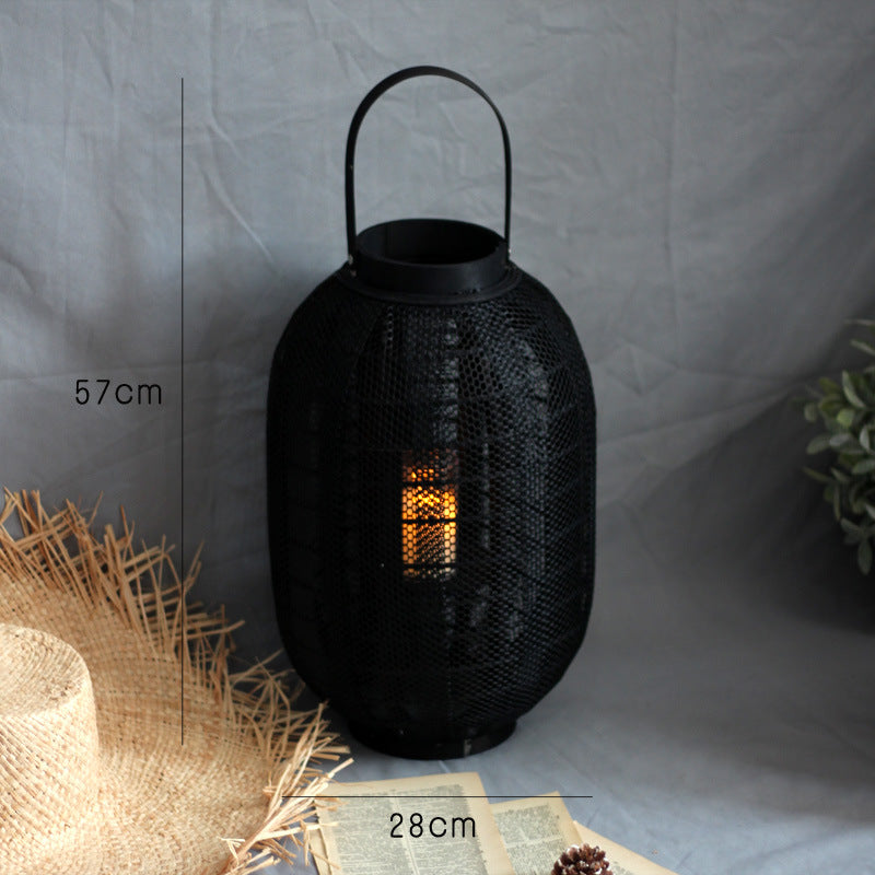 Elegant metal lantern with net design Stornfield