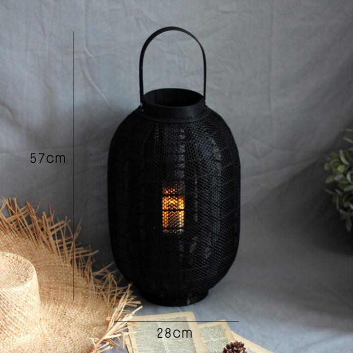 Elegant metal lantern with net design Stornfield