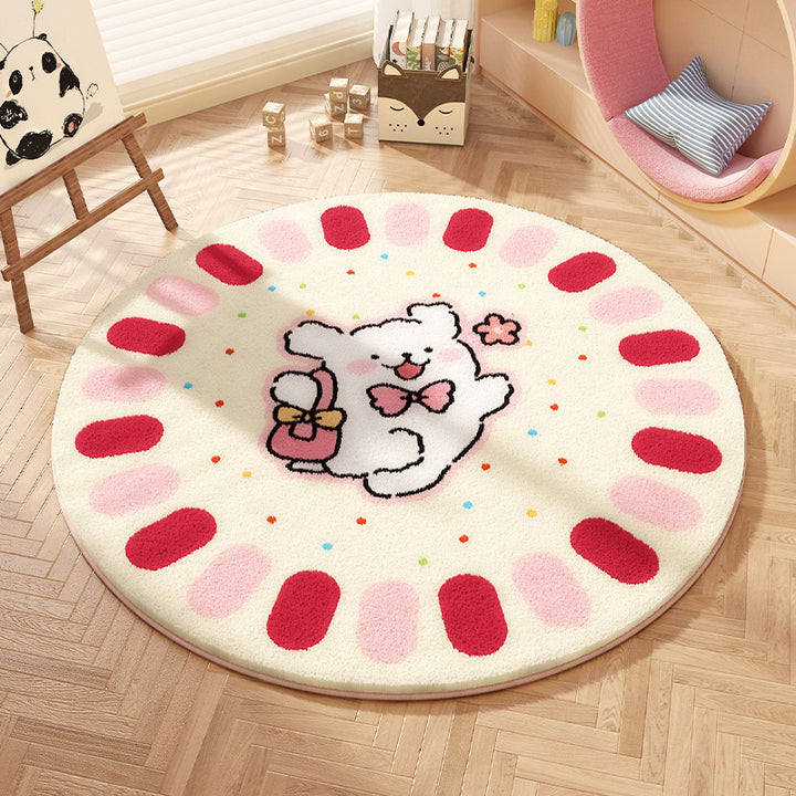 Playful Bow-Patterned Round Area Rug