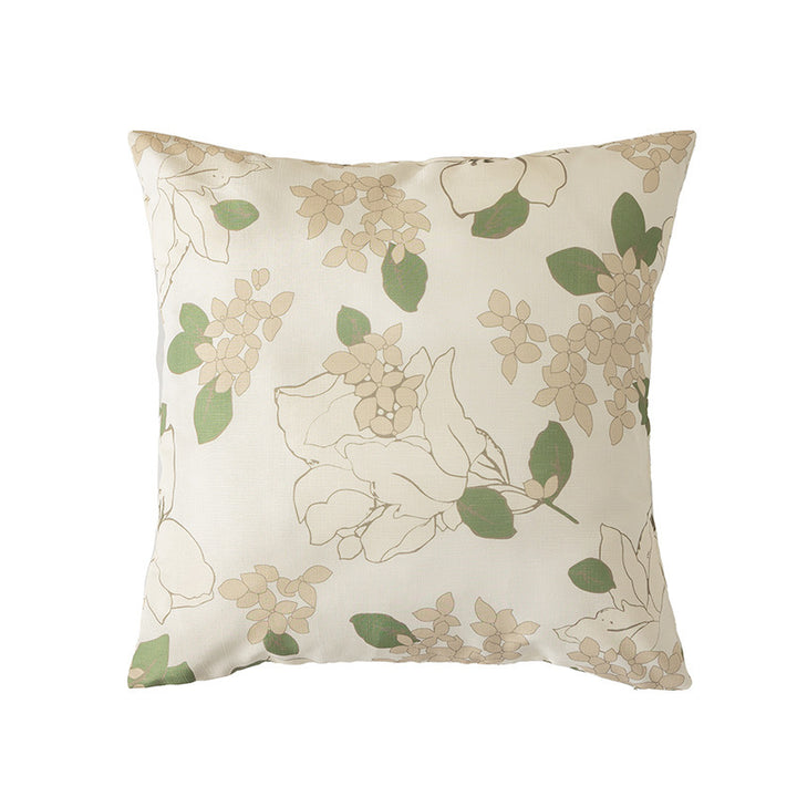 Hand-tufted square decorative cushion cover with floral chenille appliqué