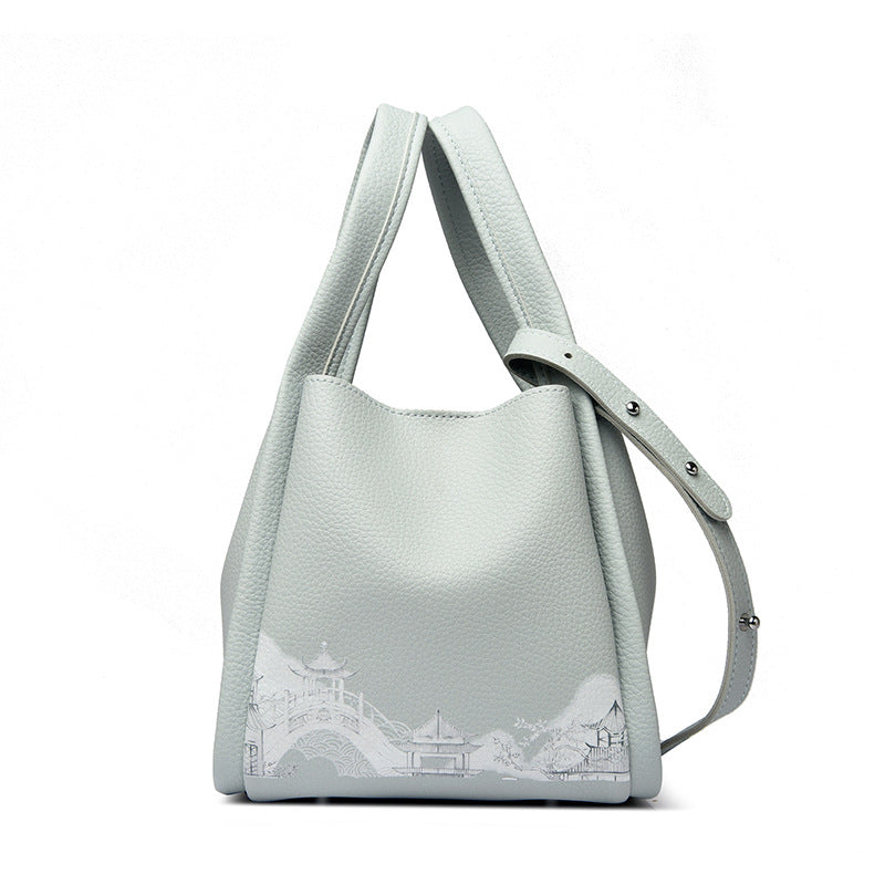 Artistic Print Leather Handbag Stornfield