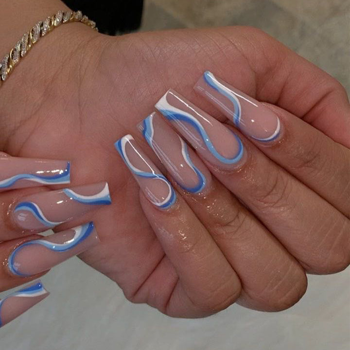 Creative Nail Extensions with Wave Pattern Stornfield