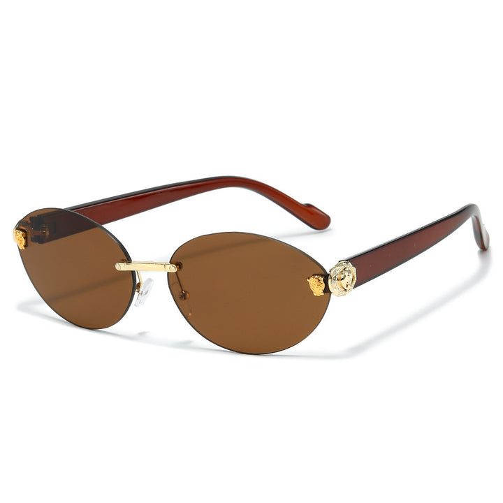 Designer Oval Frame Sunglasses with Decorative Accents Stornfield
