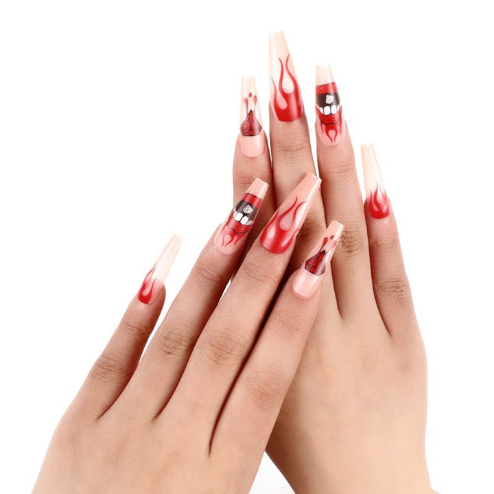 Artificial nails with creative flame patterns Stornfield