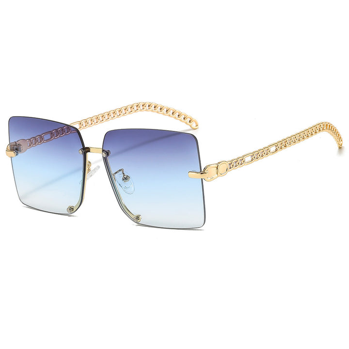 Women's fashionable sunglasses with luxurious chain arm and rectangular frame Stornfield