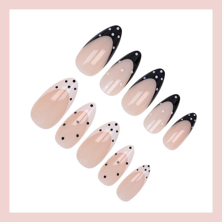 Artificial nail set with elegant dot and tip design Stornfield