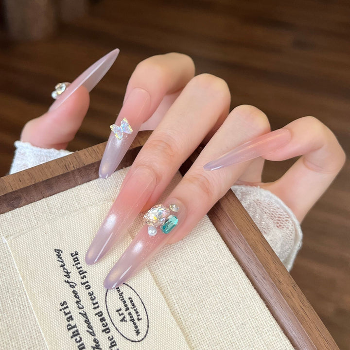 Artistic Ocean-Inspired Press-On Nail Design Stornfield
