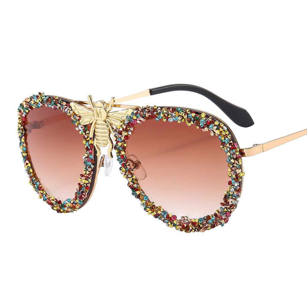 Women Glamorous Oversized Sunglasses with Unique Decorative Frame Stornfield