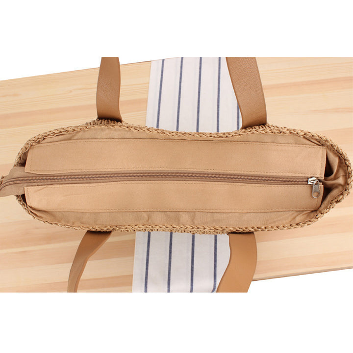 Braided shopping bag with elegant leather handles Stornfield