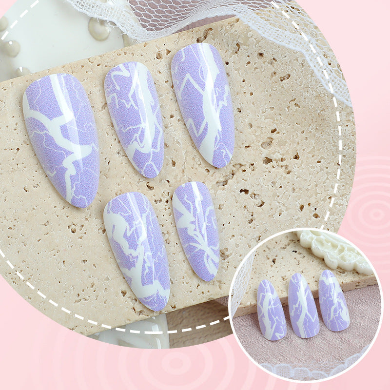 Artistic Press-On Nail Art Set with Lightning Design Stornfield
