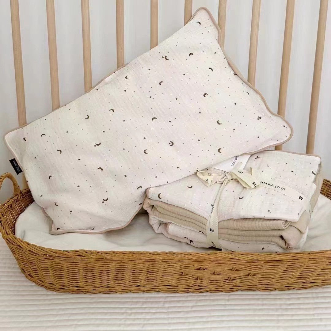 Muslin Cotton Quilted Duvet Cover Set with Whimsical Animal Print and Piped Edge