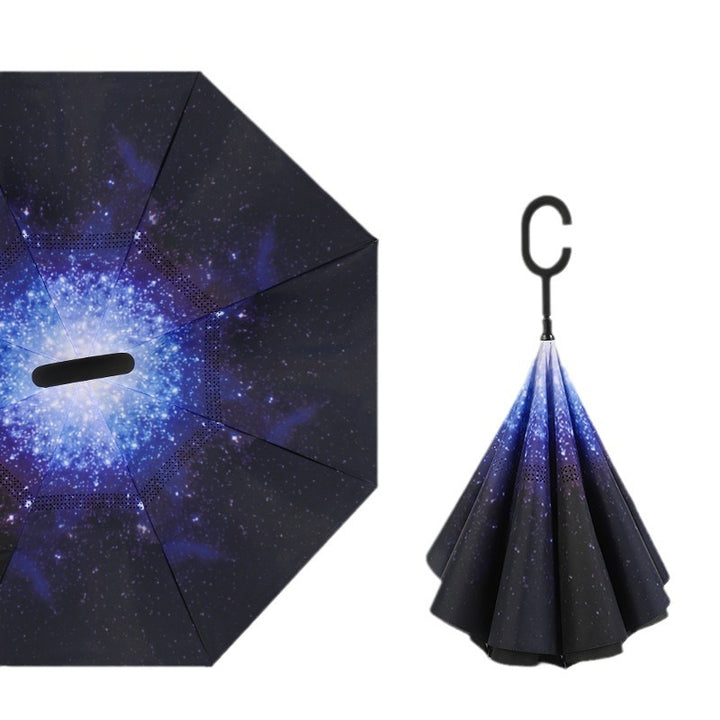 Women Innovative Folding Umbrella with Creative Leaf Graphic Stornfield