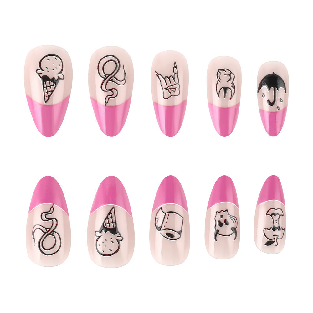Artistic Press-On Nail Set with Funky Designs Stornfield