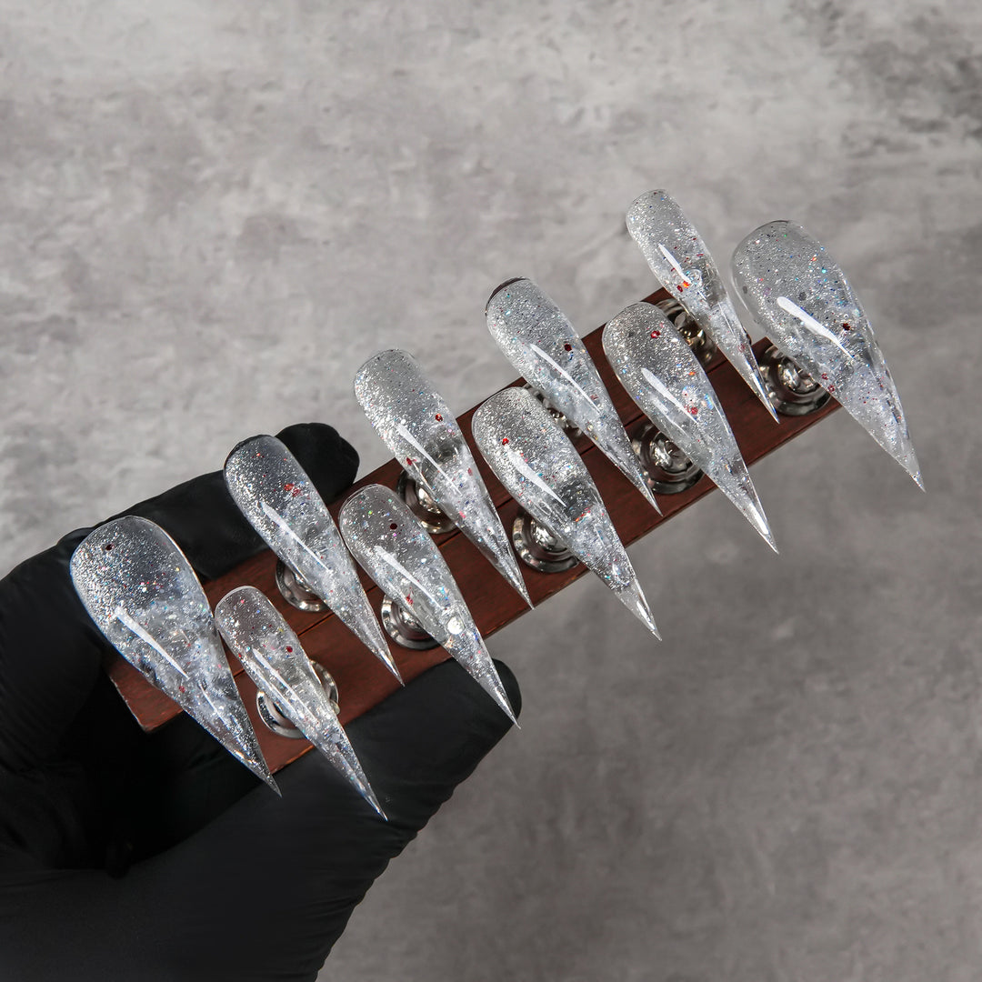 Glamorous Stiletto Press-On Nail Set with Glitter Accents