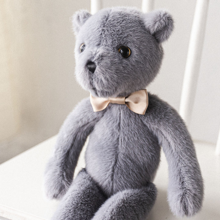 Plush Teddy Bear with Satin Bow Tie Ultra-Soft Huggable Collectible Toy